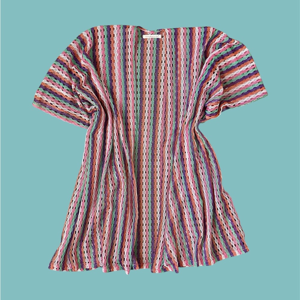 Do Everything In Love Women’s One Size Open Front Stripe Multi Color‎ Kimono